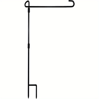 Garden flagpole stand, premium courtyard flagpole stand, weather resistant metal powder coated flagpole,   suitable for 12.5-inch x 18 inch mini flags, black (flag not included)