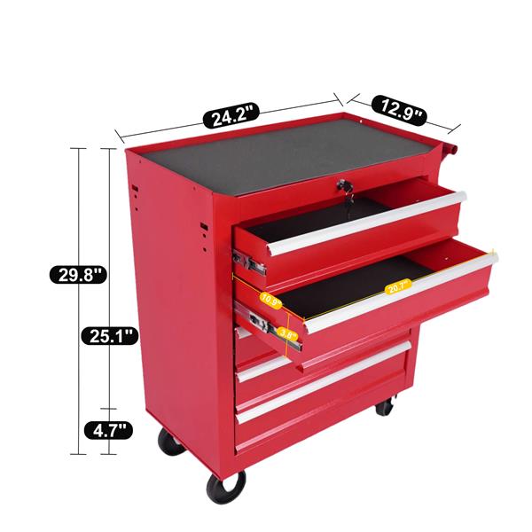 5-Drawer Metal Rolling Tool Chest with Wheels,Tool Storage Cabinet With Locking System