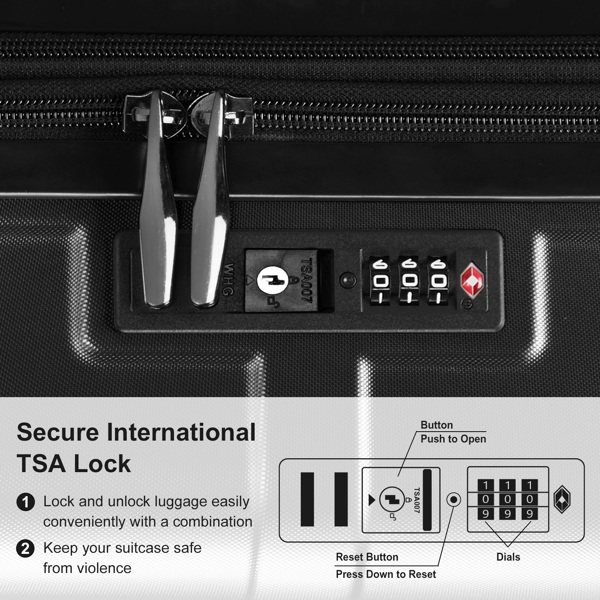 Luggage Expandable Suitcase PC+ABS 3 Piece Set with TSA Lock Spinner