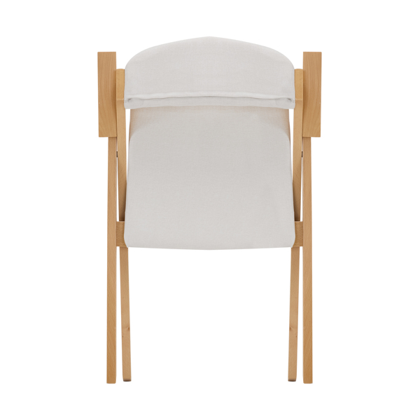 Set of 2 Wooden Folding Chairs with Padded Seats and Armrests, Portable Simple Folding Chairs with Cushion for Guests Kitchen Office Wedding Party Picnic, Natural Frame with Beige Cushion