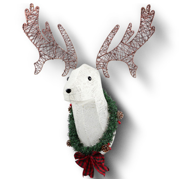 Lighted Christmas Wall Decor Reindeer Head, 39\\" Pre-lit 3D Rudolph Hanging Wreath for Front Door Window Indoor Outdoor Xmas Decor Lighted Holiday Displays