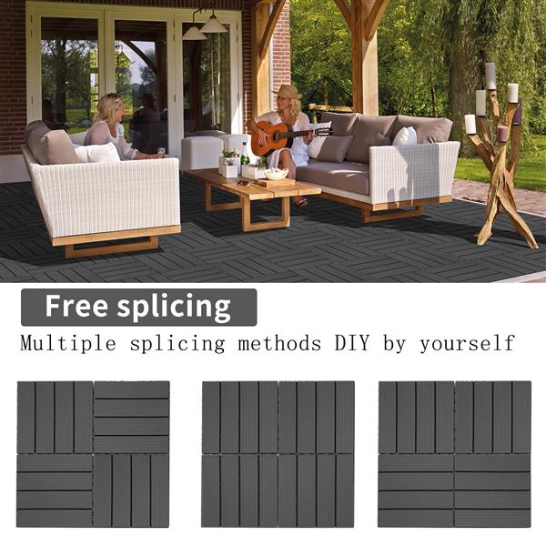 Plastic Interlocking Deck Tiles, 11.8"x11.8"(Pack of 44), Patio Flooring Outdoor Waterproof All Weather Use for Garden Poolside Front/Back Yard, Light gray