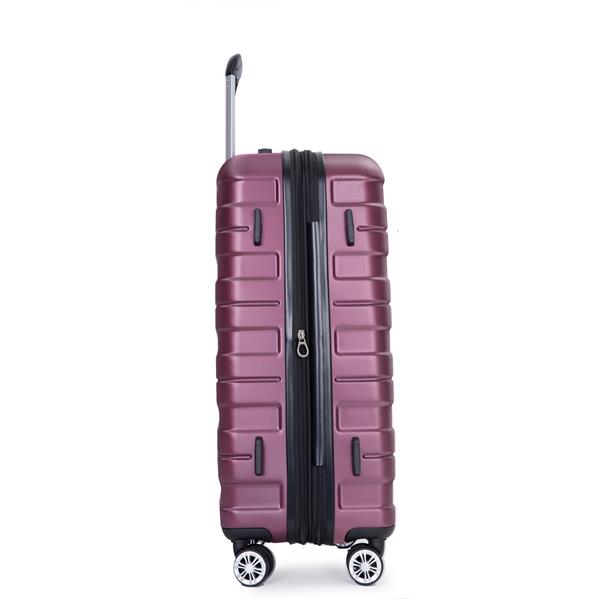 3 Piece Luggage Sets PC Lightweight & Durable Expandable Suitcase with Two Hooks, Double Spinner Wheels, TSA Lock, (21/25/29) Wine Red