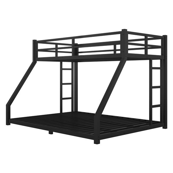 Metal Twin XL over Queen Bunk Bed for Teens and Adults,Space-Saving/Noise Reduced/No Box Spring Needed, Black