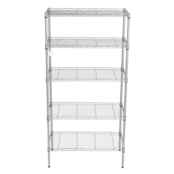 XM-304B Rectangle Carbon Steel Metal Assembly 5-Shelf Storage Rack Silver Gray