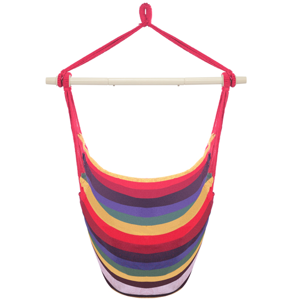 Distinctive Cotton Canvas Hanging Rope Chair with Pillows Rainbow