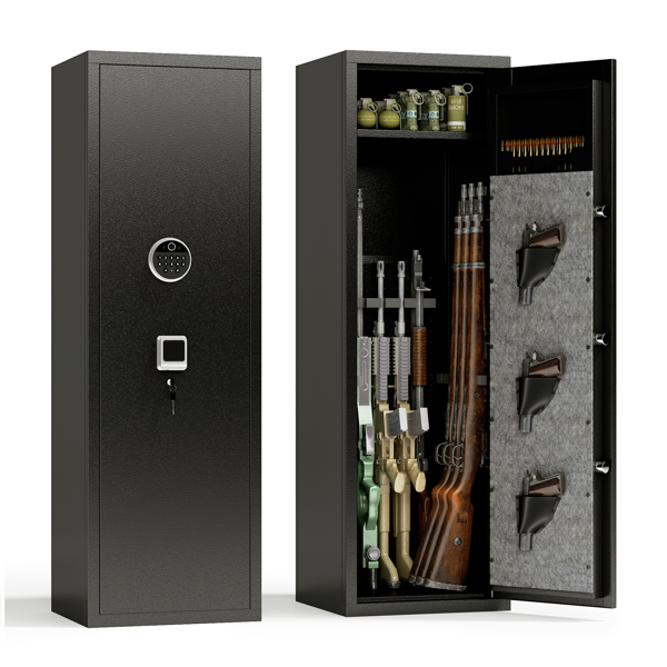 Large Gun Safe Cabinet With 3 Pistol Pouches, Heavy Duty Biometric Fingerprint Lock, Rifle Gun Safe With Adjustable Stand, Detachable Structure Gun Safe, Rifle And Shotgun, Gun Money Storage Cabinet