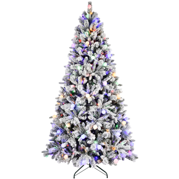 7.5FT PE/PVC/Pine Mixed Christmas Tree with Colorful + Warm Light 10-Function LED, Memory Wire & Easy Power Technology 