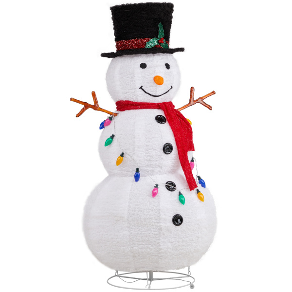 4ft 100LED 20 Lanterns Cashmere Fabric Retractable Snowman Garden Snowman Decoration 