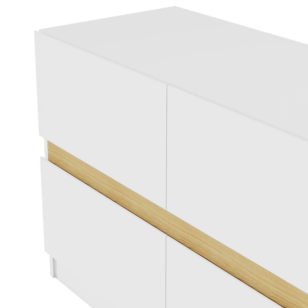 6 Drawer Dresser Long Dresser for Bedroom Wood Clothes Organizers and Wide Storage Drawers 16.34" D x 59.06" W x 23.03"H (White) 