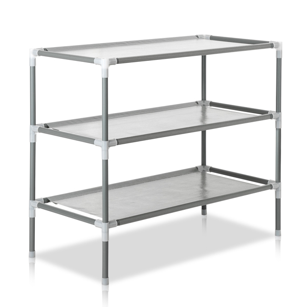 Simple Assembly 3 Tiers Non-woven Fabric Shoe Rack Gray