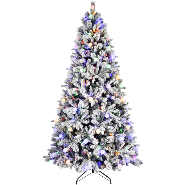 8FT PE/PVC/Pine Mixed Christmas Tree with Colorful + Warm Light 10-Function LED, Memory Wire & Easy Power Technology 