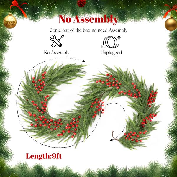 108'' in. Lighted Faux Spruce Garland 2pcs