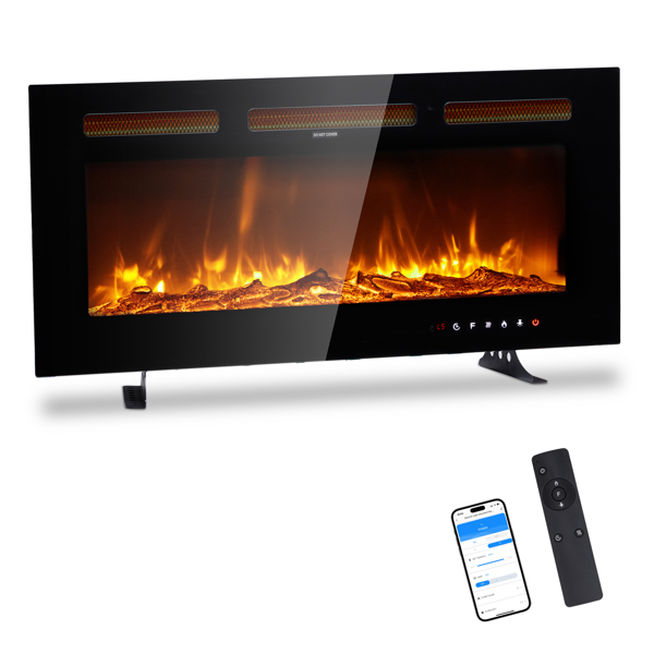 ZOKOP 36" Smart WiFi Electric Fireplace Insert, 1500W Wall Recessed/Mounted, Freestanding Fireplace Heater with Remote Control, 12 Color Adjustable Flames, Thermostat, 8H Timer, 5 Brightness Settings