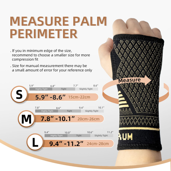 COPPER  palm protection gloves, weight lifting gloves, with wrist protection, full palm protection, suitable for gym training, fitness, weight lifting, exercise