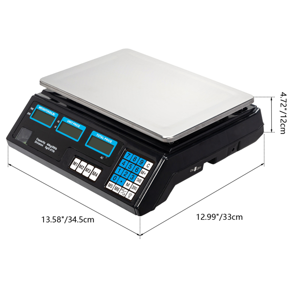 【Old code:17568532】ACS-30 40kg/5g Digital Price Computing Scale for Vegetable UK Plug Silver & Black