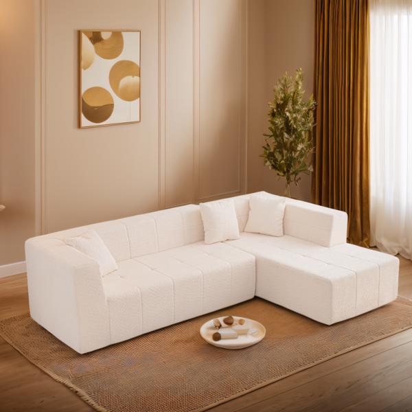 105.5" Modular L-Shaped Sectional Floor Couch, Deep Seat Tufted Comfy Sofa set with Chaise for Living Room 