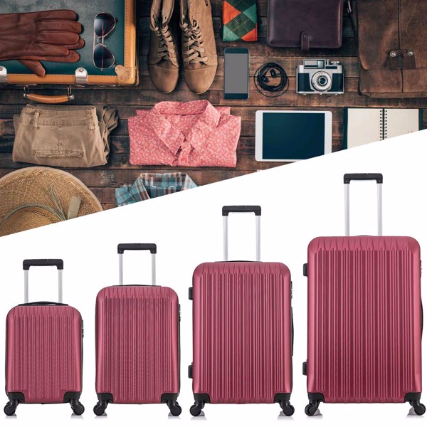 5 Piece Set Luggage Sets Suitcase ABS Hardshell Lightweight Spinner Wheels (16/20/24/28 inch) 