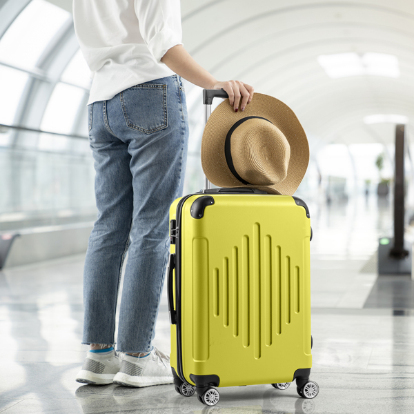  3-in-1 trolley case with 2 corners and diamond stripes - cream yellow