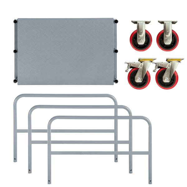 Steel Panel Truck, Heavy Duty Drywall Cart Lumber Cart Platform Truck Flat Cart, 2000lbs, 6" Swivel Brake Casters, with 3 Side Handrails (36" x 24")