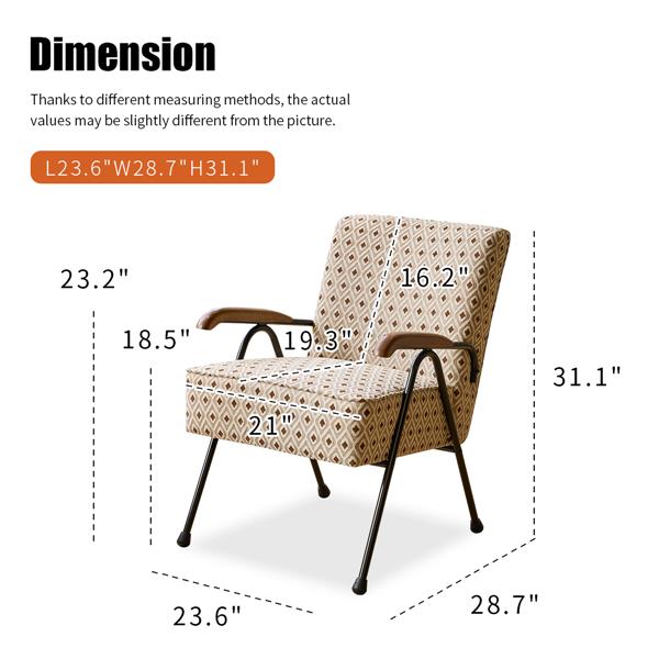 Pattern Colorful Fabric Armchair, Modern Accent Chair High Back, Living Room Chairs with Metal Legs and Soft Padded, Sofa Chairs for Home Office,Bedroom,Dining Room