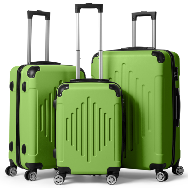 FCH 3-in-1 trolley case with 2 corners and diamond stripes - Matcha Green