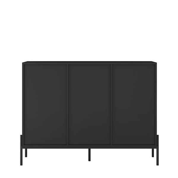 Buffets & Sideboards, Fluted Sideboard Cabinet, 2 Door 3 Drawer Design, with Led Lights,Black Sideboard - Elegant Cabinet Ideal for Dining Room and Kitchen Storage,Black