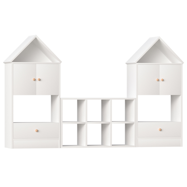 Versatile Children's Bookshelf with House-Shaped Design, Multi-Functional Storage for Books and Toys, Adjustable Placement, Durable Kids Organizer for Playroom or Bedroom Easy Assembly & Safe for Kid.