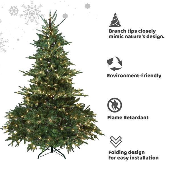 8FT Christmas Tree Simulate Nature Advanced Materials Premium Hinged Spruce Artificial Douglas Firs Tree, Christmas Holiday Party Atmosphere Decoration New Year Celebration PE + PVC Xmas Tree