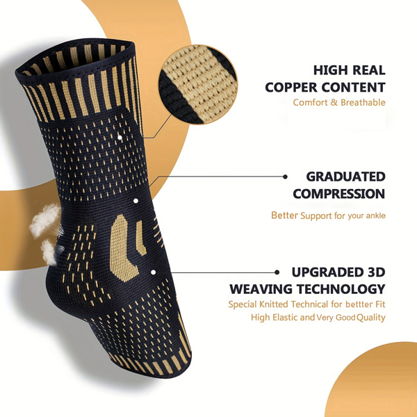 COPPER Ankle Brace Compression Support Sleeve for Injury Recovery, Joint Pain. Plantar Fasciitis Foot Socks with Arch Support, Eases Swelling, Heel Spurs, Achilles Tendon