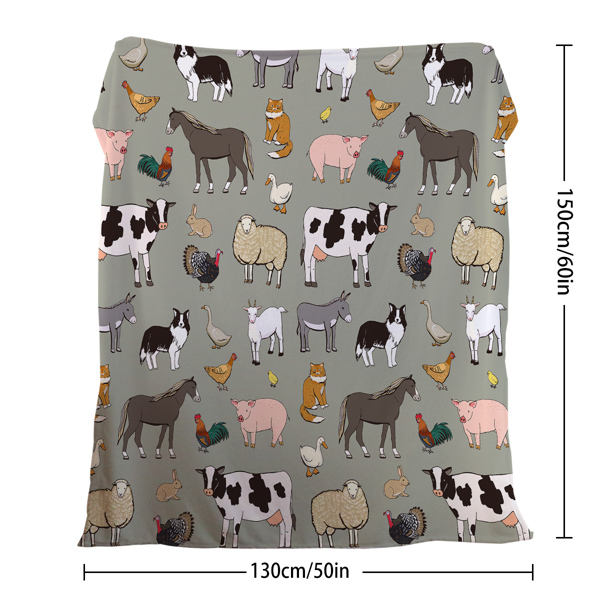 Various Animals Blanket Soft Pig Horse Durable Comfortable Blanket Women Adult Birthday Gift Home Decoration Sofa Couch Office Bed Camping Travel, 150*200cm