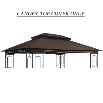 13x10 Ft Patio Double Roof Gazebo Replacement Canopy Top Fabric,Brown [Sale to Temu is Banned.Weekend can not be shipped, order with caution]