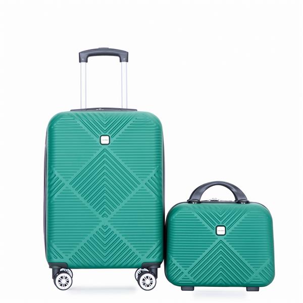 2Piece Luggage Sets ABS Lightweight Suitcase , Spinner Wheels,  (20/14) DARK GREEN