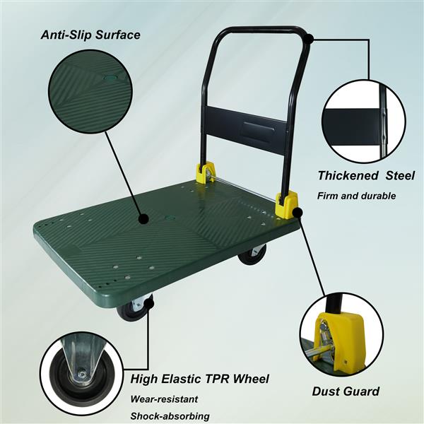 Foldable Platform Push Hand Truck Cart, 440 lbs. Weight Capacity