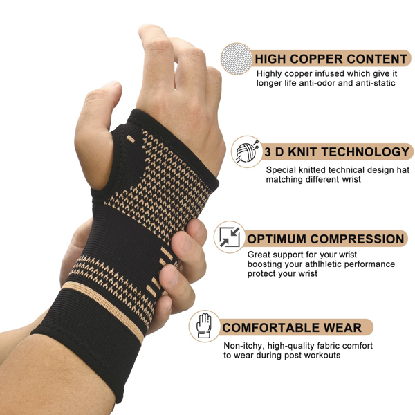 COPPER Protective palm fitness gloves; wrist-supported weight lifting gloves for men and women; suitable for gym training, cycling, weight lifting, exercise, rock climbing