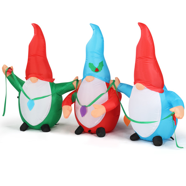 6.6 FT Lighted Christmas Inflatable Decoration, Inflatable Three Christmas Gnomes Elves, Funny Blow Up Yard Decorations with Built-in LED Lights for Holiday Party Front Yard Lawn Garden Decor