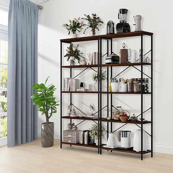 5-layer storage rack, bookshelf, adjustable base with stabilizer, height 180CM