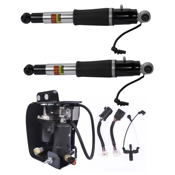 2Pcs Rear Shock Absorbers + 1Pc Air Compressor For Cadillac Escalade Chevy Suburban Tahoe GMC Yukon 2015-2019 23151122 15254590