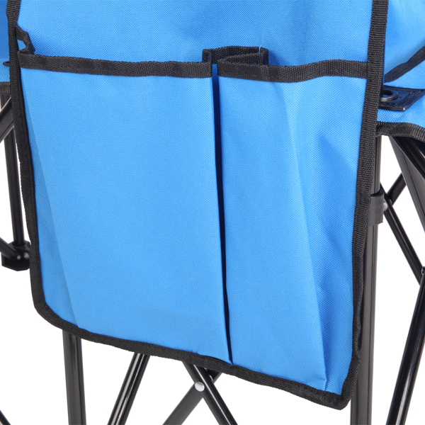 Portable Outdoor 2-Seat Folding Chair with Removable Sun Umbrella Blue