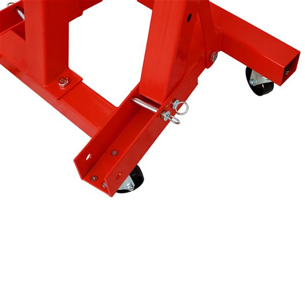 2 Ton Folding Engine Hoist Cherry Picker Shop Crane Hoist Lift, Heavy Duty Steel with 6 Iron Caster Wheels (red)