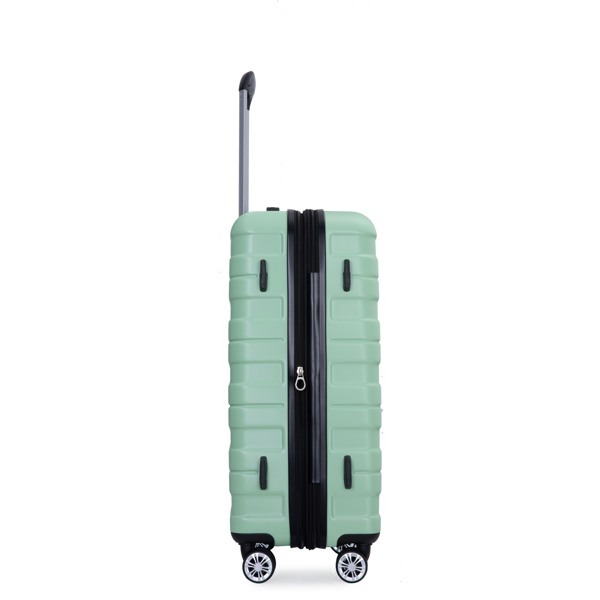 3 Piece Luggage Sets PC Lightweight & Durable Expandable Suitcase with Two Hooks, Double Spinner Wheels, TSA Lock, (21/25/29) Light Green