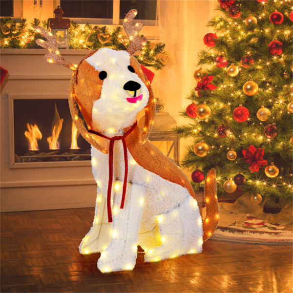 43.5" Christmas dog decorations with LED lights, Christmas decorations