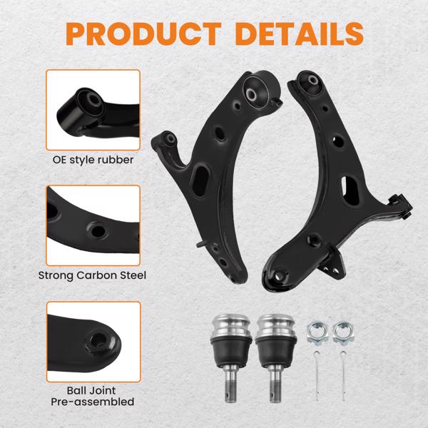 2x Front Lower Control Arms Kit w/Ball Joint For 2010-2014 Subaru Legacy Outback