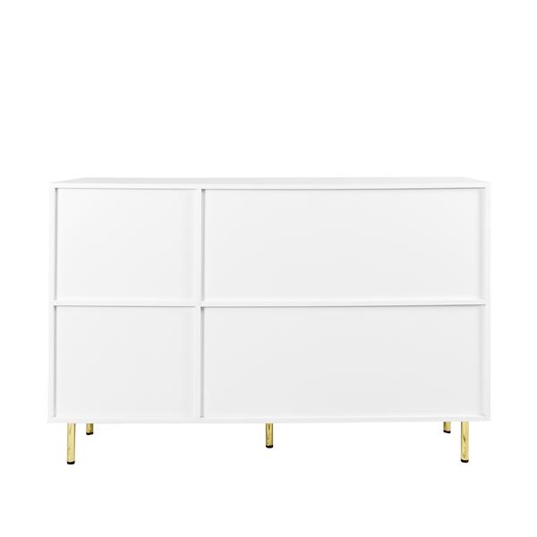 3-Door Large Storage Sideboard with Gold Handles for Kitchen, Dining Room and Living Room.55.12" W Accent White Buffet Cabinet, Coffee Bar Sideboard Cabinet with 3 doors (White)