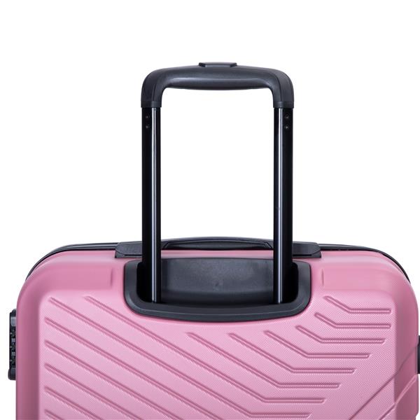 3 Piece Luggage Sets ABS Lightweight Suitcase with Two Hooks, Spinner Wheels, TSA Lock, (20/24/28), Pink