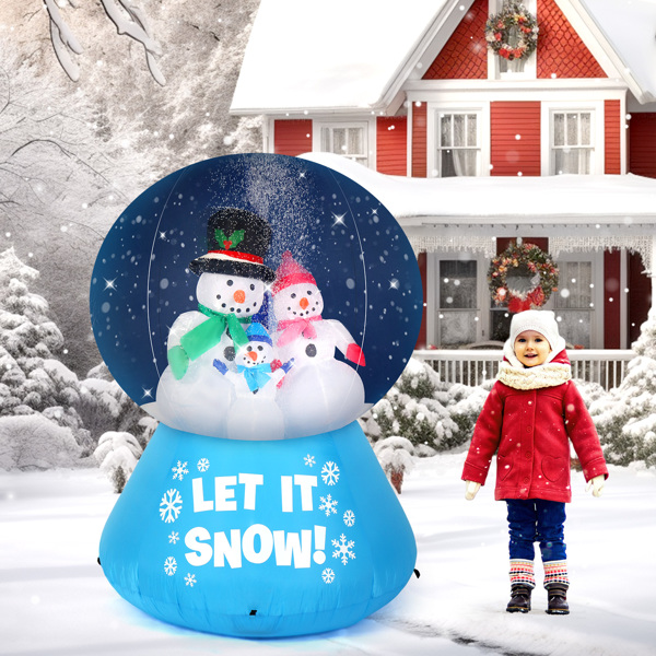 5.9 FT Lighted Christmas Inflatable Decoration, Large Inflatable Snow Globe with Snowman Family, Funny Blow Up Yard Decorations with Built-in LED Lights for Holiday Party Front Yard Lawn Garden Decor