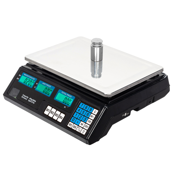 【Old code:17568532】ACS-30 40kg/5g Digital Price Computing Scale for Vegetable UK Plug Silver & Black