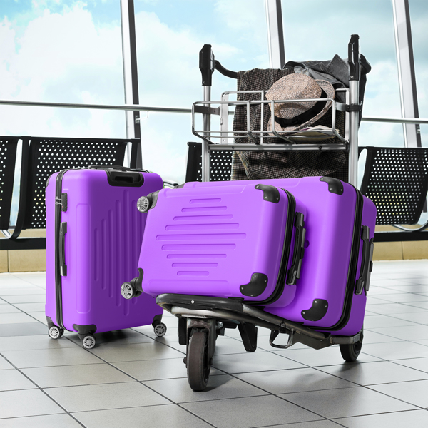 FCH 3-in-1 trolley case with 2 corners and diamond stripes - lavender