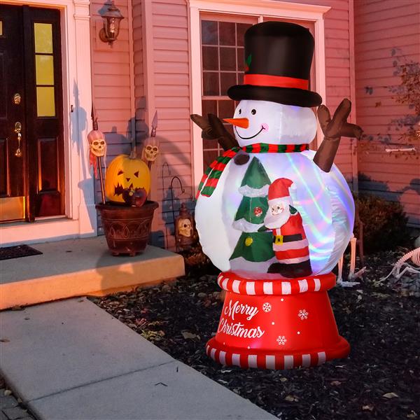 8ft Christmas Inflatables Outdoor Decorations Snowman with Rotating Colorful Light, Blow-Up  LED Yard Display Christmas Decor for Lawn Garden