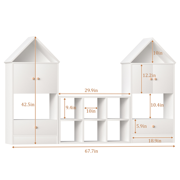 Versatile Children's Bookshelf with House-Shaped Design, Multi-Functional Storage for Books and Toys, Adjustable Placement, Durable Kids Organizer for Playroom or Bedroom Easy Assembly & Safe for Kid.